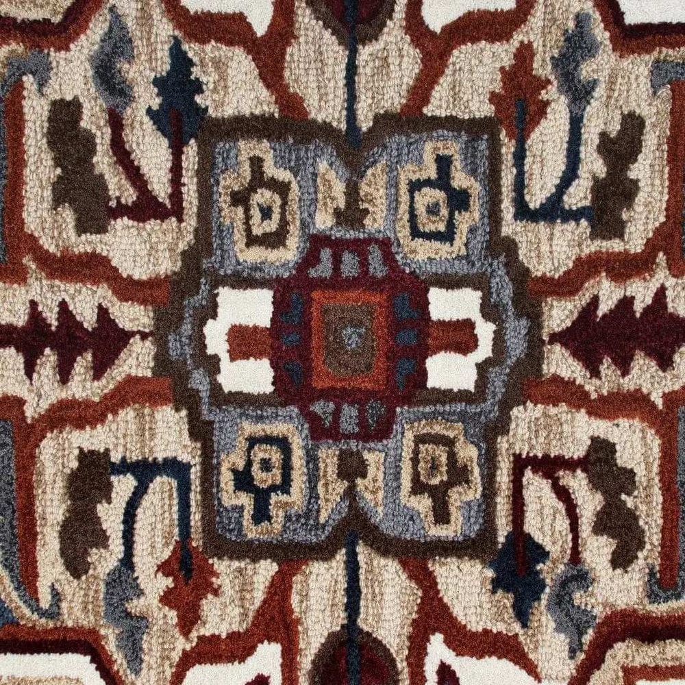 5’ Maroon and Gray Medallion Area Rug - Homeroots - Flyclothing LLC