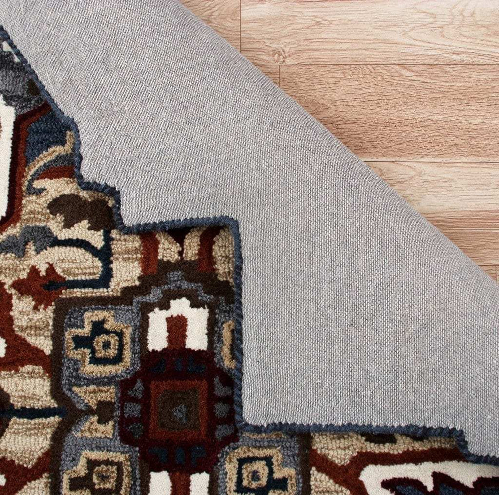 5’ Maroon and Gray Medallion Area Rug - Homeroots - Flyclothing LLC