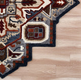 5’ Maroon and Gray Medallion Area Rug - Homeroots