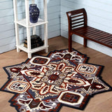 5’ Maroon and Gray Medallion Area Rug - Homeroots - Flyclothing LLC