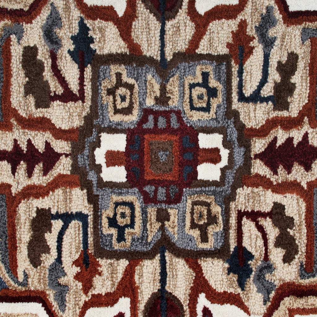 7' Maroon and Gray Medallion Area Rug - Homeroots - Flyclothing LLC