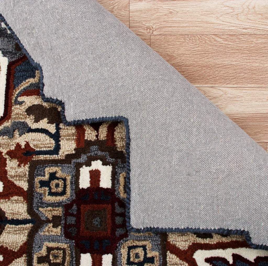 7' Maroon and Gray Medallion Area Rug - Homeroots - Flyclothing LLC