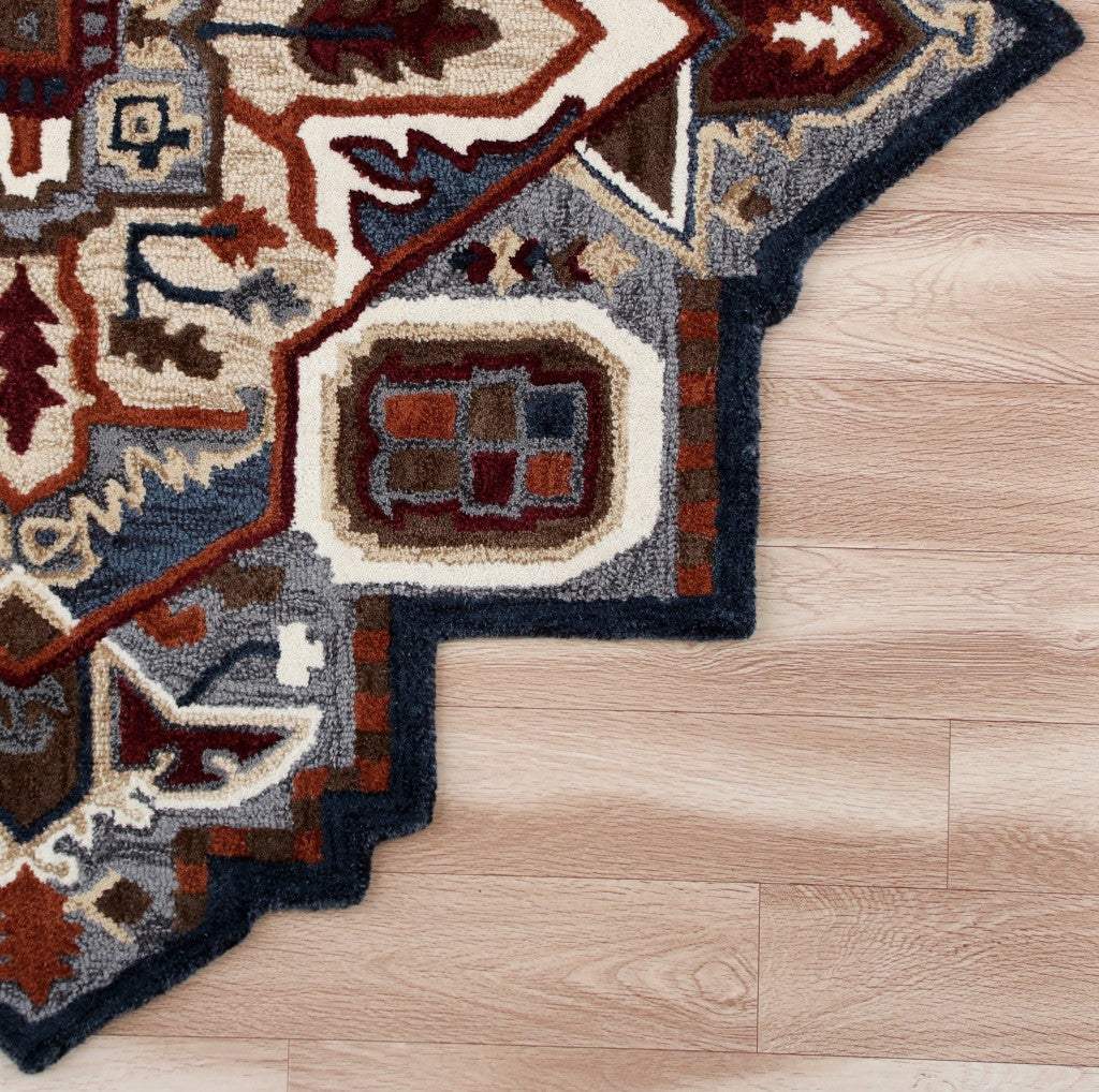 7' Maroon and Gray Medallion Area Rug - Homeroots - Flyclothing LLC