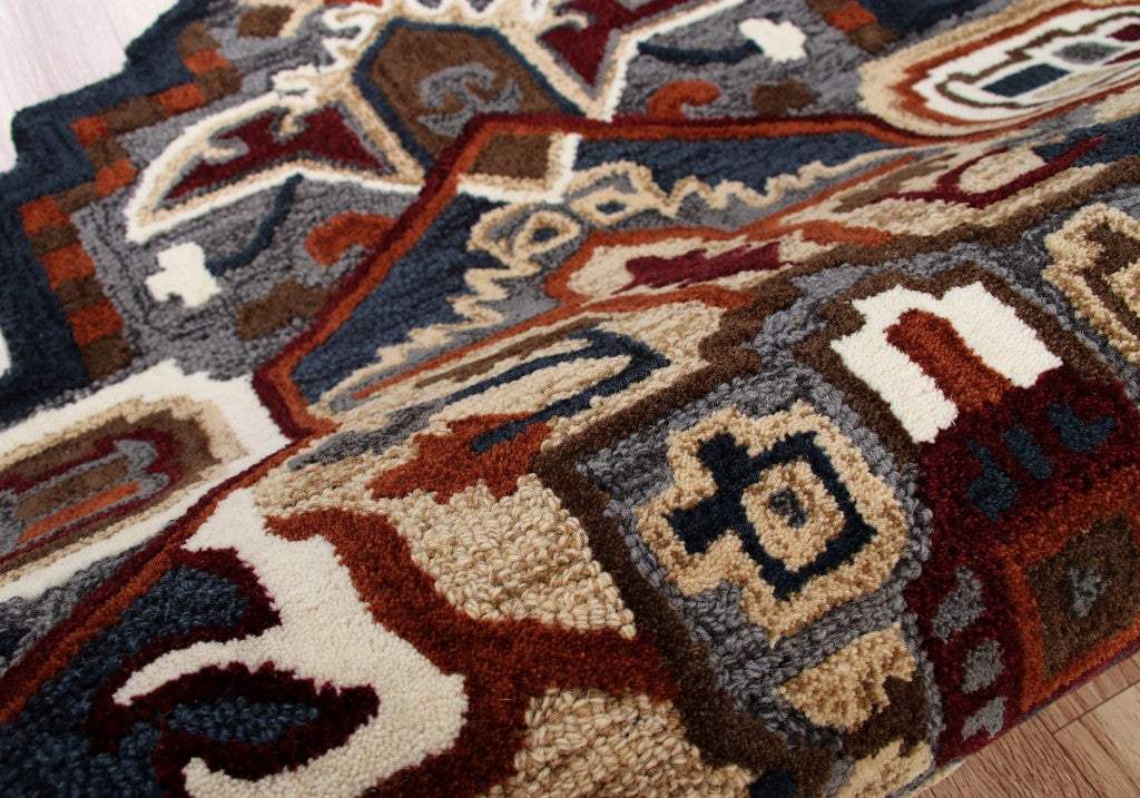 7' Maroon and Gray Medallion Area Rug - Homeroots - Flyclothing LLC