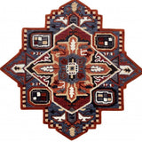 5’ Maroon and Blue Medallion Area Rug - Homeroots - Flyclothing LLC