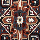 5’ Maroon and Blue Medallion Area Rug - Homeroots