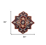7' Maroon and Blue Medallion Area Rug - Homeroots - Flyclothing LLC