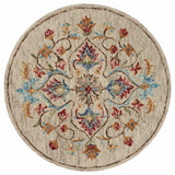 4' Round Beige Floral Medallion Area Rug - Homeroots