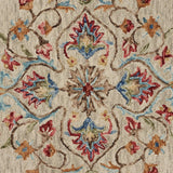 4' Round Beige Floral Medallion Area Rug - Homeroots