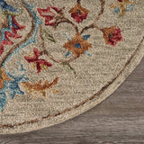 4' Round Beige Floral Medallion Area Rug - Homeroots - Flyclothing LLC