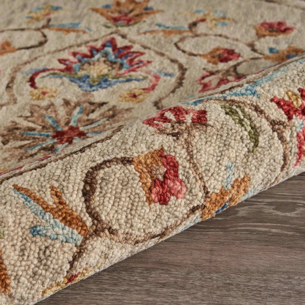 4' Round Beige Floral Medallion Area Rug - Homeroots - Flyclothing LLC