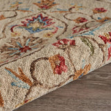 4' Round Beige Floral Medallion Area Rug - Homeroots