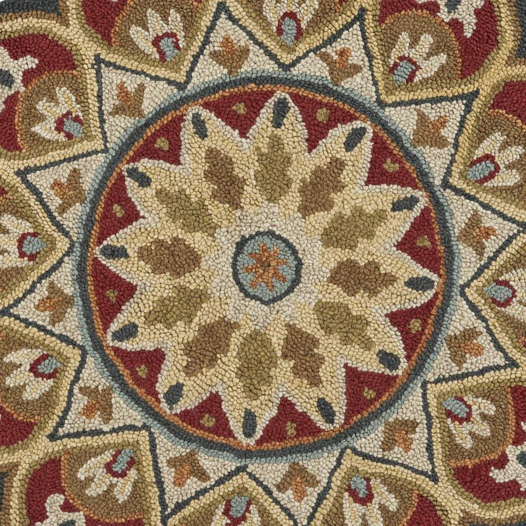 4' Round Red Decorative Petaled Edge Area Rug - Homeroots - Flyclothing LLC