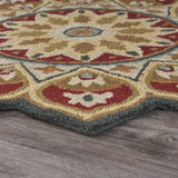 4' Round Red Decorative Petaled Edge Area Rug - Homeroots - Flyclothing LLC