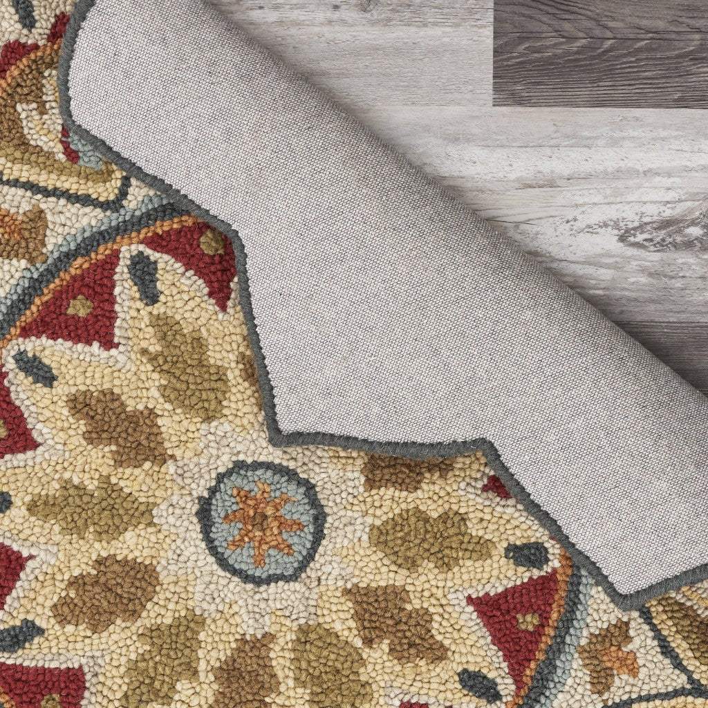 4' Round Red Decorative Petaled Edge Area Rug - Homeroots - Flyclothing LLC