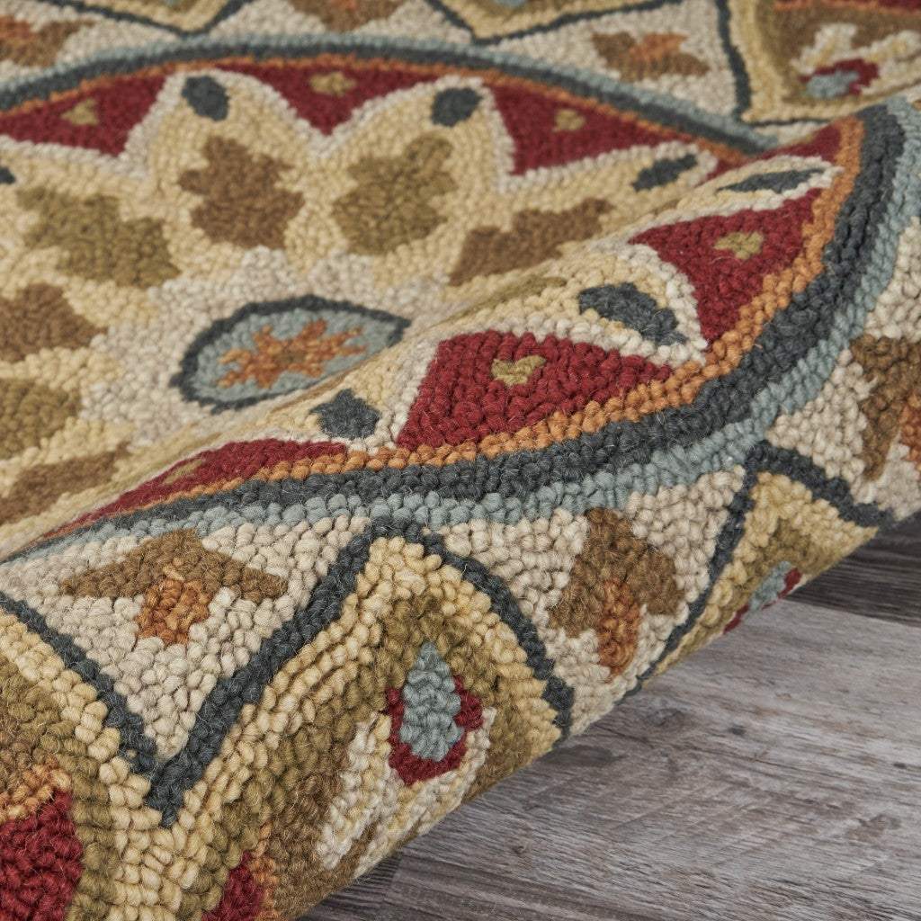 4' Round Red Decorative Petaled Edge Area Rug - Homeroots - Flyclothing LLC