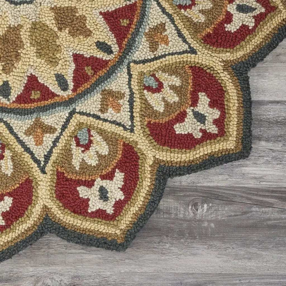 4' Round Red Decorative Petaled Edge Area Rug - Homeroots - Flyclothing LLC