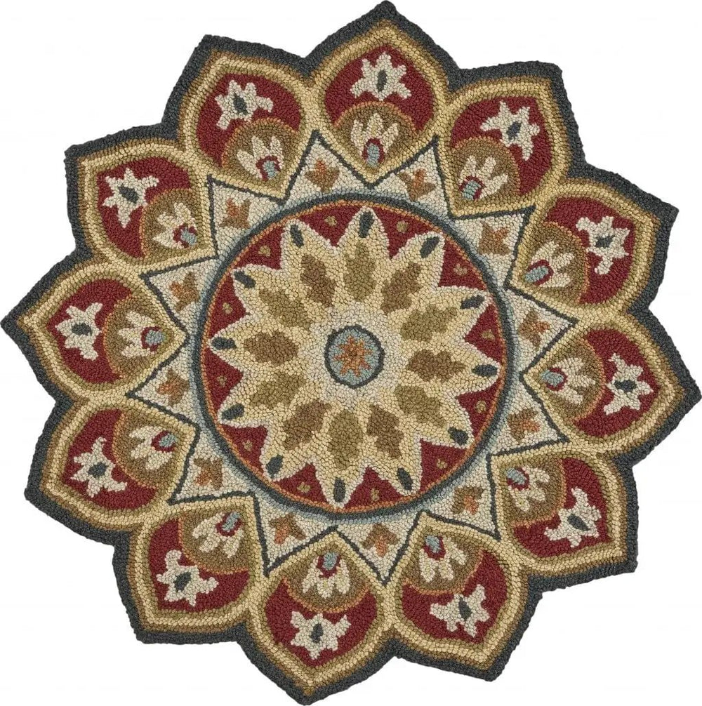 6' Red Round Wool Hand Tufted Area Rug - Homeroots