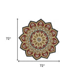 6' Red Round Wool Hand Tufted Area Rug - Homeroots