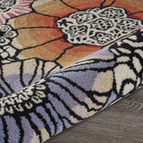 6' Round Red and Black Floral Blossom Area Rug - Homeroots - Flyclothing LLC