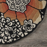 6' Round Red and Black Floral Blossom Area Rug - Homeroots - Flyclothing LLC