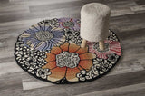 6' Round Red and Black Floral Blossom Area Rug - Homeroots - Flyclothing LLC
