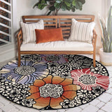 6' Round Red and Black Floral Blossom Area Rug - Homeroots - Flyclothing LLC