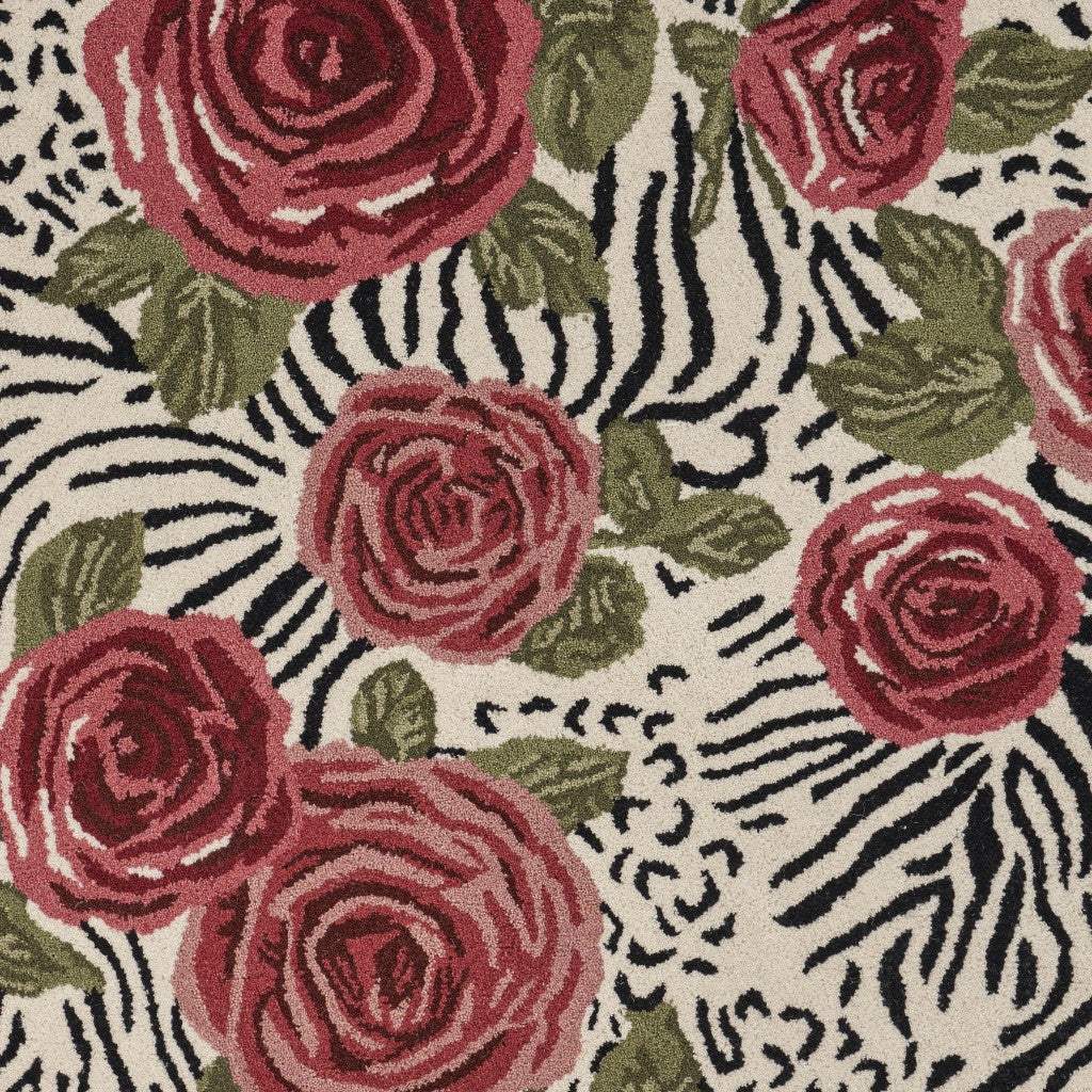 4' Round Red Rose Bed Area Rug - Homeroots - Flyclothing LLC