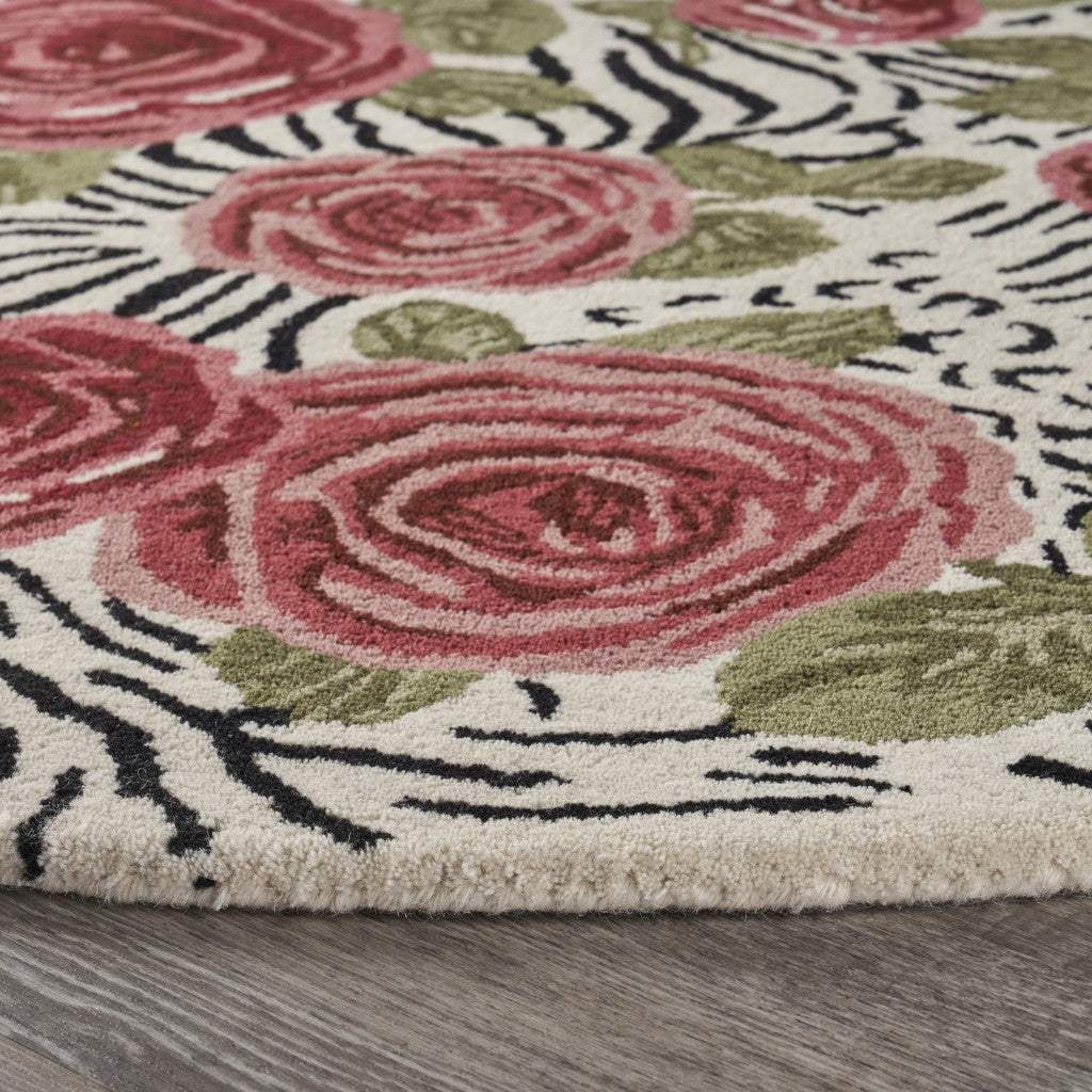 4' Round Red Rose Bed Area Rug - Homeroots - Flyclothing LLC