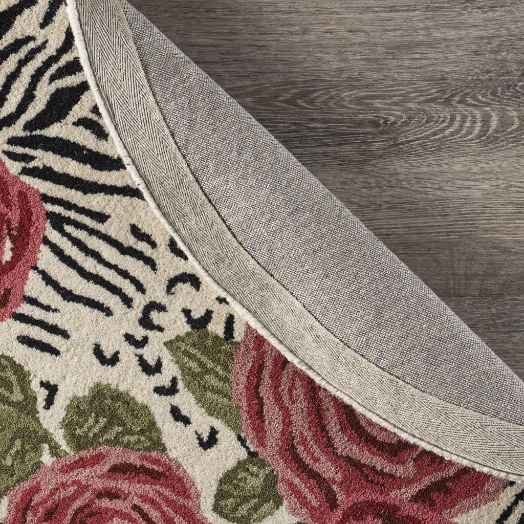 4' Round Red Rose Bed Area Rug - Homeroots - Flyclothing LLC