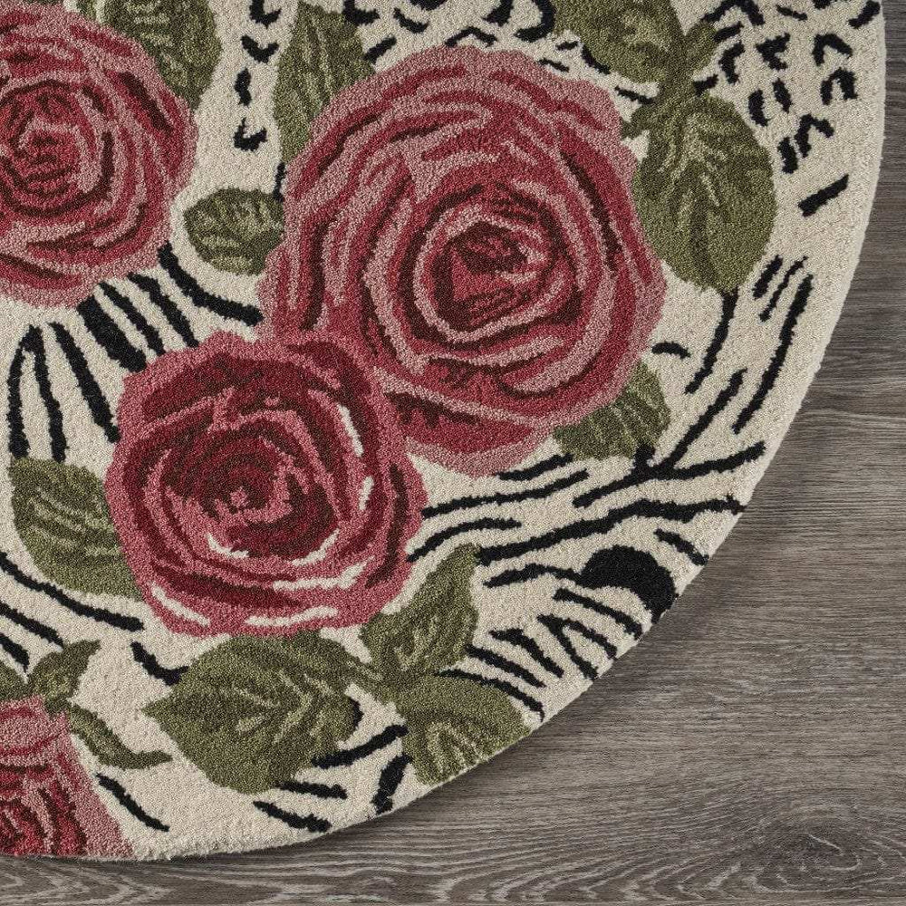 4' Round Red Rose Bed Area Rug - Homeroots - Flyclothing LLC