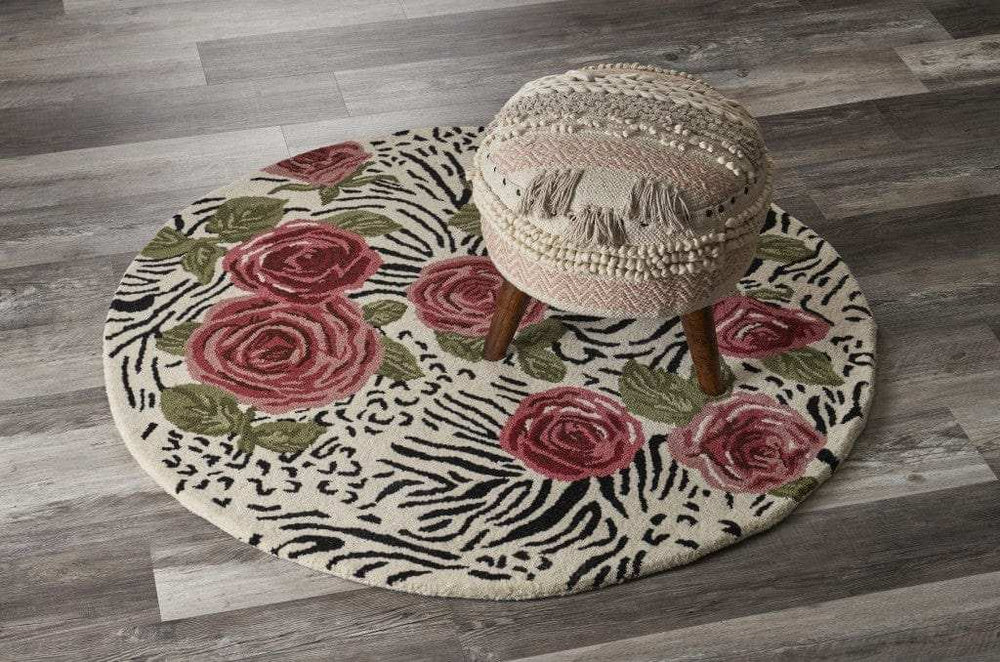 4' Round Red Rose Bed Area Rug - Homeroots - Flyclothing LLC