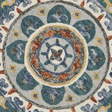 4' Round Teal Decorative Floral Area Rug - Homeroots - Flyclothing LLC