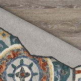 4' Round Teal Decorative Floral Area Rug - Homeroots - Flyclothing LLC
