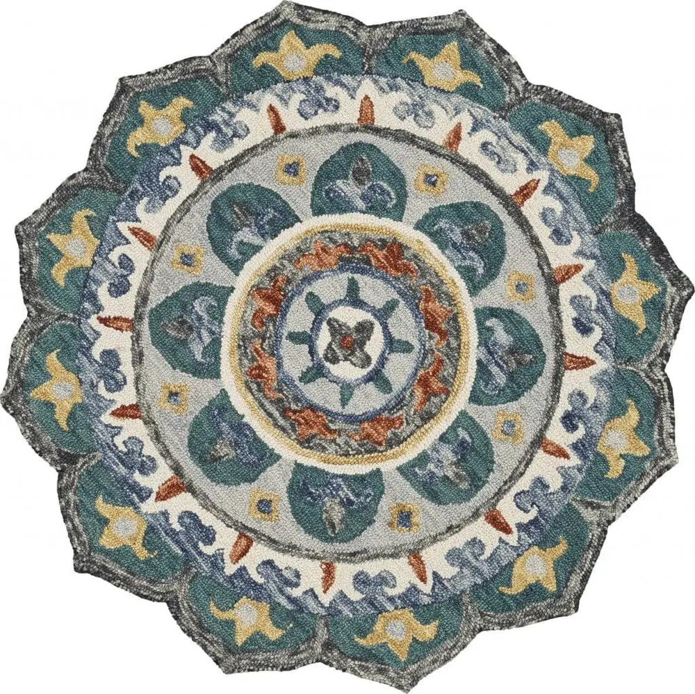 6' Green Round Wool Hand Tufted Area Rug - Homeroots