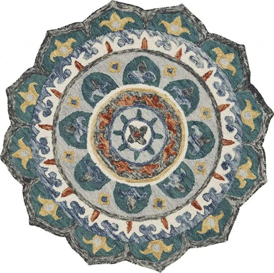 6' Green Round Wool Hand Tufted Area Rug - Homeroots - Flyclothing LLC
