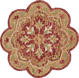 6' Round Rustic Red Scalloped Edge Area Rug - Homeroots