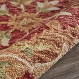 6' Round Rustic Red Scalloped Edge Area Rug - Homeroots