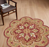 6' Round Rustic Red Scalloped Edge Area Rug - Homeroots