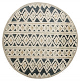 4' Round Blue and Cream Stripe Diamond Area Rug - Homeroots