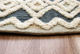 4' Round Blue and Cream Stripe Diamond Area Rug - Homeroots - Flyclothing LLC