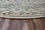 4' Round Blue and Cream Stripe Diamond Area Rug - Homeroots - Flyclothing LLC