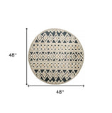 4' Round Blue and Cream Stripe Diamond Area Rug - Homeroots - Flyclothing LLC