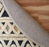 6' Round Blue and Cream Striped Diamonds Area Rug - Homeroots - Flyclothing LLC