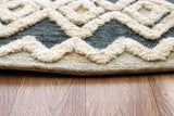 6' Round Blue and Cream Striped Diamonds Area Rug - Homeroots - Flyclothing LLC