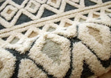 6' Round Blue and Cream Striped Diamonds Area Rug - Homeroots - Flyclothing LLC