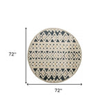 6' Round Blue and Cream Striped Diamonds Area Rug - Homeroots - Flyclothing LLC