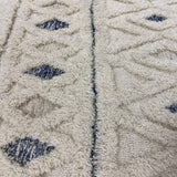 4' Round Cream and Blue Stripe Diamond Area Rug - Homeroots - Flyclothing LLC