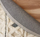 4' Round Cream and Blue Stripe Diamond Area Rug - Homeroots