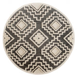4' Round Gray and Cream Geometric Area Rug - Homeroots